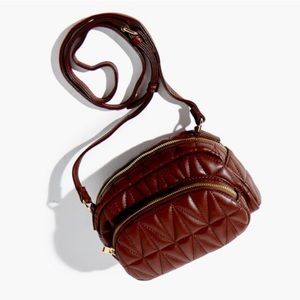 NWT Forever 21 Quilted Faux Leather Crossbody Bag Brown Adjustable Strap